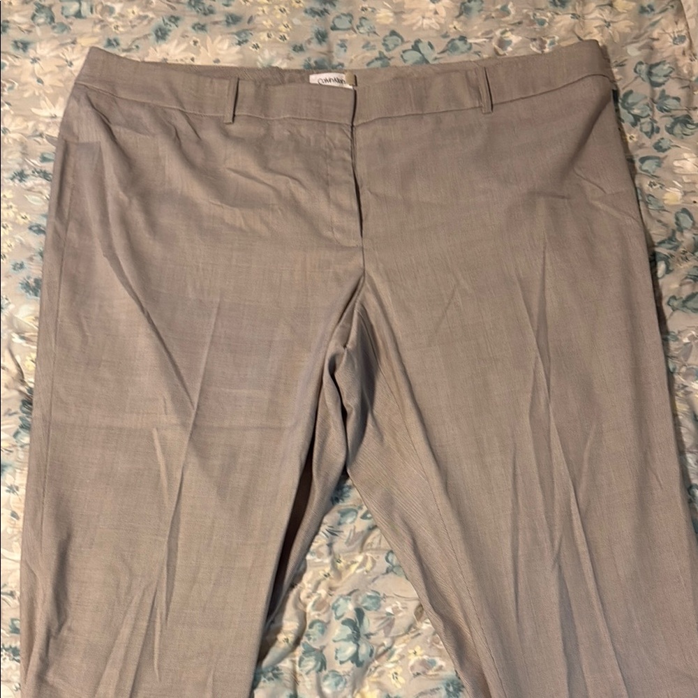 Calvin Klein Tan Dress Pants with Classic Flat Front
